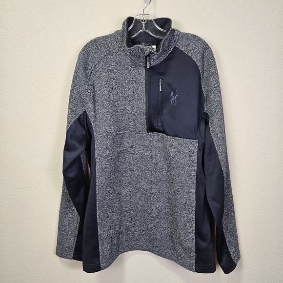 Spyder Gait Men 1/2 Zip Sweater Jacket XXL Gray Black Knit Outdoor Fleece 229518 - Picture 2 of 15